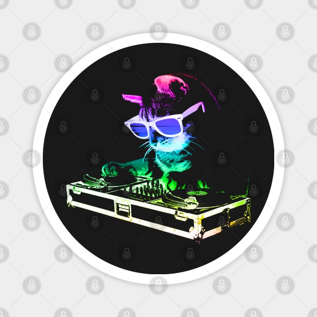 HOUSE CAT (Rainbow DJ Kitty) Magnet by robotface